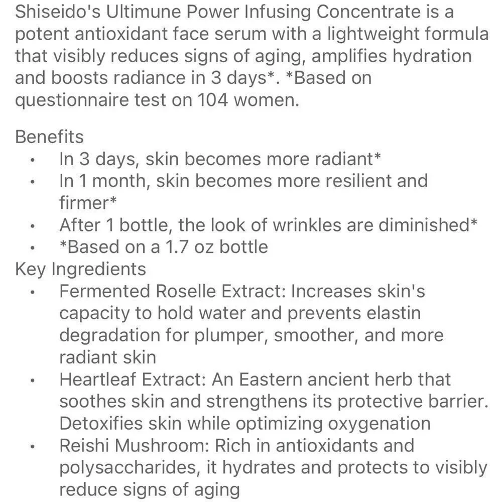 $8❤️🔥 Shiseido Ultimune Power Infusing Concentrate Skin Firming💧NEW IN BOX - Picture 5 of 5